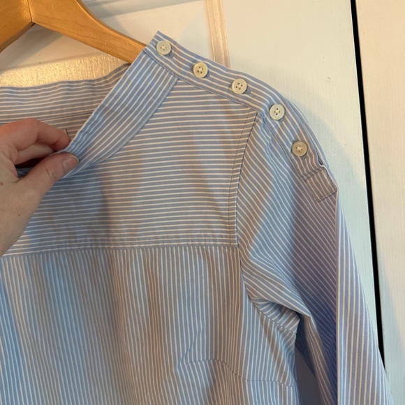 J. Crew Light Blue Striped Boat Neck Tunic Shirt, Size 2 - Picture 4 of 9
